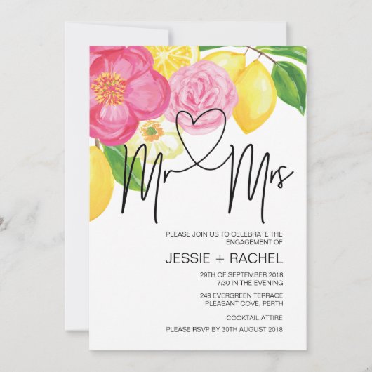 Invitation M. Et Mme Engagement Party Summer Floral (Devant)