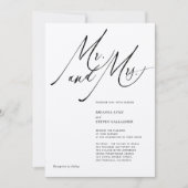 Invitation M. et Mme Moderne Calligraphie noir Mariage blanc (Devant)