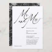 Invitation M. et Mme Moderne Calligraphie noir Mariage blanc (Devant / Derrière)