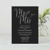 Invitation M. et Mme Moderne Code QR Mariage Noir et Blanc (Debout devant)
