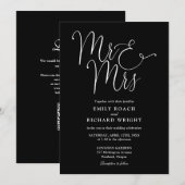 Invitation M. et Mme Moderne Code QR Mariage Noir et Blanc (Devant / Derrière)