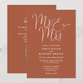 Invitation M. et Mme Moderne Code QR Terre cuite Mariage (Devant / Derrière)