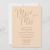 Invitation M. Et Mme Moderne QR Code Mariage Soft Peach (Devant)