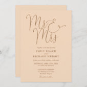 Invitation M. Et Mme Moderne QR Code Mariage Soft Peach (Devant / Derrière)