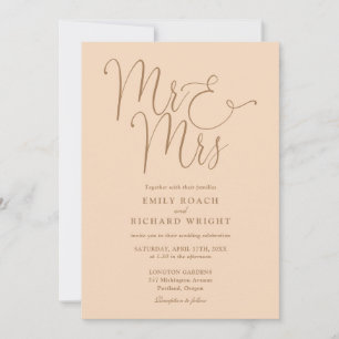 Invitation M. Et Mme Moderne QR Code Mariage Soft Peach