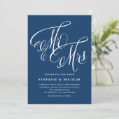 Invitation M. et Mme Rustic Calligraphy Mariage bleu de la ma (Debout devant)