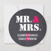 Invitation M. et Mme Typographie moderne mariage rose noir (Devant)