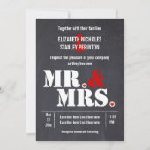 Invitation M. et Mme Typographie moderne mariage rouge noir (Devant)