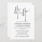 Invitation M. et Mme Typographie Script écriture naturelle I (Devant / Derrière)