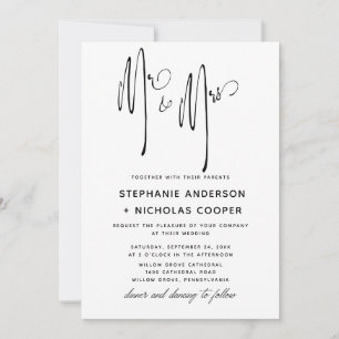 Invitation M. et Mme Typographie Script écriture naturelle I
