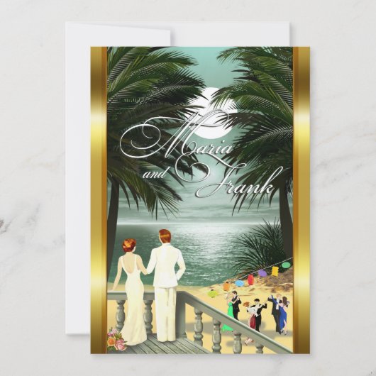 Invitation M&F Champagne Mariage Pailleté (Devant)