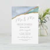 Invitation M. Fiançailles de la Parties scintillant d'or Aqua (Debout devant)
