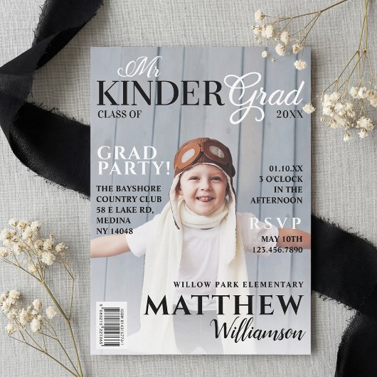 Invitation M. Kinder Grad Black Photo Magazine Couverture