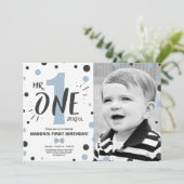 Invitation M. l'invitation d'anniversaire Boy Black blue (Debout devant)