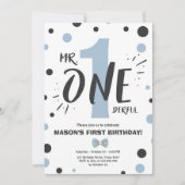 Invitation M. l'invitation d'anniversaire Boy Black Blue (Devant)