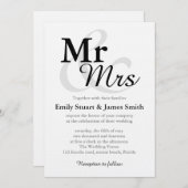 Invitation M. mariage élégant simple de typographie de &Mrs (Devant / Derrière)