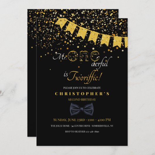 Invitation M. Merveilleux fête d'anniversaire (Devant / Derrière)