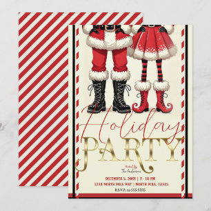 Invitation M. & Mme Claus maigre rouge fête de Noël noire