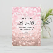 Invitation M. Mme Couples Rose de douche Blush Pink Bokeh Lum (Debout devant)