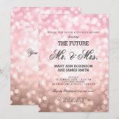 Invitation M. Mme Couples Rose de douche Blush Pink Bokeh Lum (Devant / Derrière)
