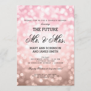 Invitation M. Mme Couples Rose de douche Blush Pink Bokeh Lum