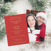 Invitation M. & Mme Elegant Mariage rouge de script or