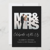 Invitation M. Mme Photo Réception de mariage noir (Devant)