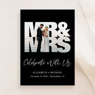 Invitation M. Mme Photo Réception de mariage noir