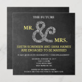 Invitation M. & Mme Rustic Chalkboard Fiançailles Rehearsal (Devant / Derrière)