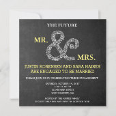 Invitation M. & Mme Rustic Chalkboard Fiançailles Rehearsal (Devant)