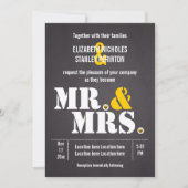 Invitation M. & Mme Typographie moderne noir, mariage jaune (Devant)