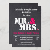 Invitation M. & Mme wedding shower de typographie moderne (Devant / Derrière)