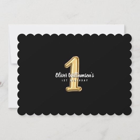 Invitation M. One derful Gold Foil Balloon 1er Anniversaire P (Dos)