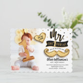 Invitation M. One derful Gold Foil Balloon 1er Anniversaire P (Debout devant)