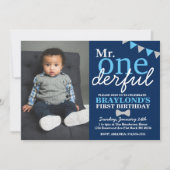 Invitation M. Onederful 1st Birthday Changeable Colors Photo (Devant)