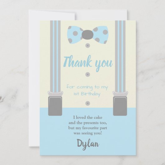 Invitation M. Onederful bleu et gris cravate arc (Devant)