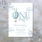 Invitation M. Onederful Blue Hot Air Balloon Boy 1er annivers