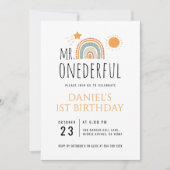 Invitation M. Onederful Boho Arc-en-ciel Premier anniversaire (Devant)