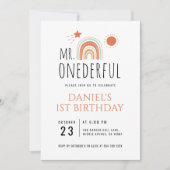 Invitation M. Onederful Boho Arc-en-ciel Premier anniversaire (Devant)