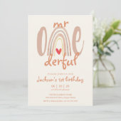 Invitation M. Onederful Boho Rainbow Heart 1er Anniversaire (Debout devant)