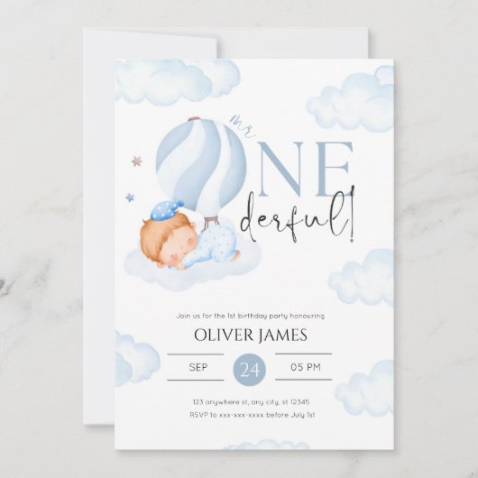 Invitation M. Onederful garçon 1er anniversaire (Devant)