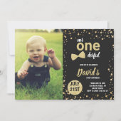 Invitation M. Onederful Gold Boy 1er anniversaire avec photo (Devant)
