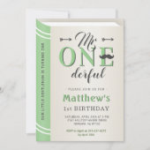 Invitation M. Onederful Green Mustache 1er premier anniversai (Devant)