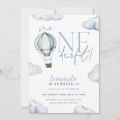 Invitation M. ONEderful Hot Air Ballon Boy 1er anniversaire B (Devant)