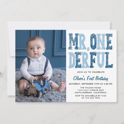 Invitation M. Onederful Premier anniversaire Photo (Devant)