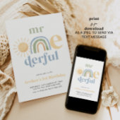 Invitation M. Onederful Sun Rainbow Boys 1er anniversaire