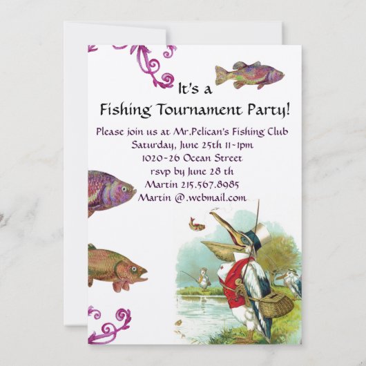 INVITATION M. PELICAN PÊCHE TOURNOI PARTI (Dos)
