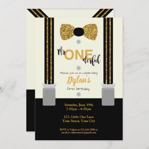 Invitation M. Une cravate d'arc noir et or