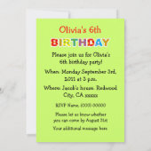 Invitation Ma 6e fête d'anniversaire (Dos)