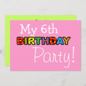 Invitation Ma 6e fête d'anniversaire (Devant / Derrière)